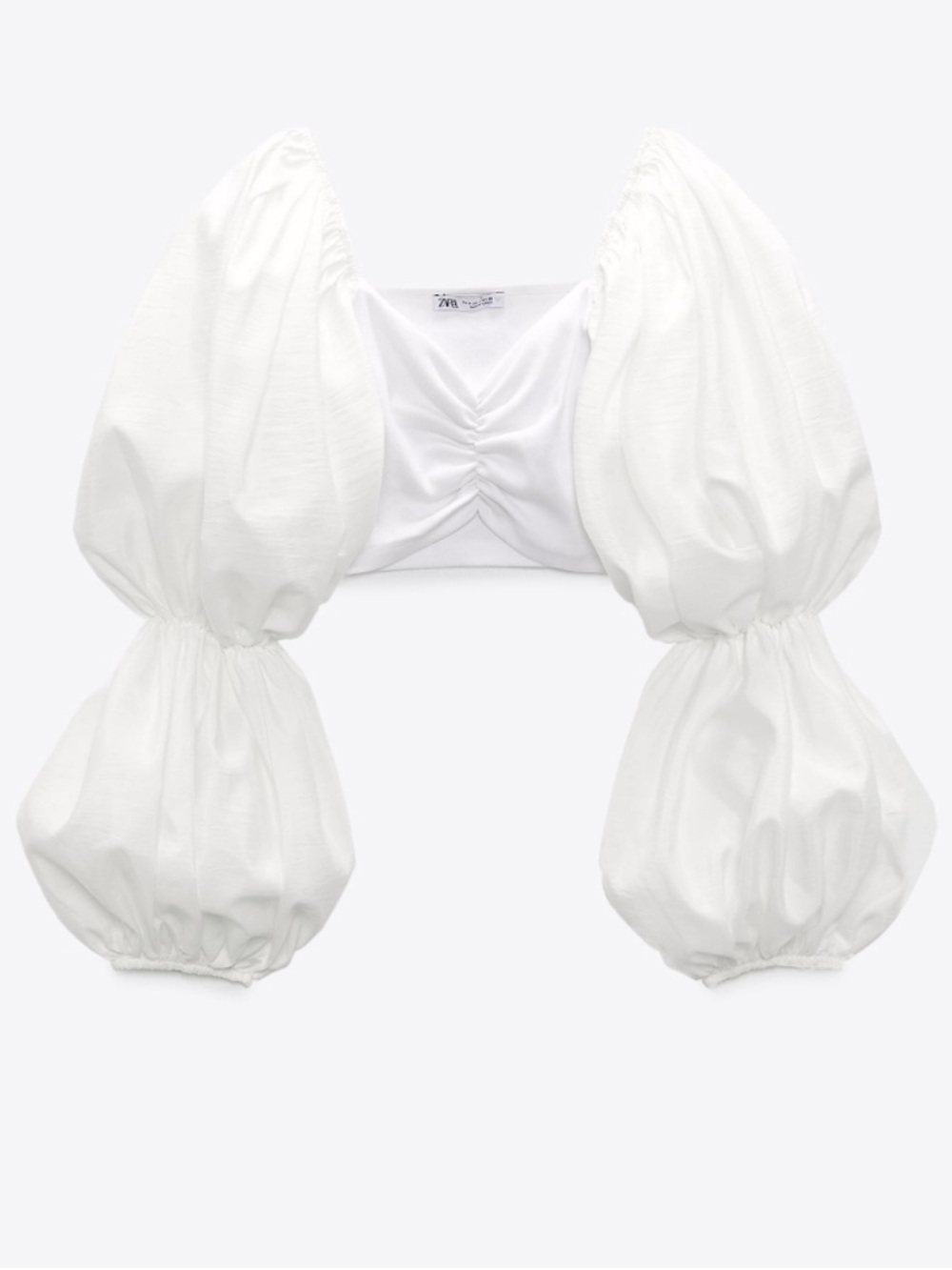 Zara White Puff Sleeve Crop Top